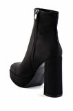 Mat Siyah Saten  Kadın Bot & Bootie K02527290438