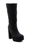 Mat Siyah Saten  Kadın Bot & Bootie K02527293038