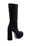 Mat Siyah Saten  Kadın Bot & Bootie K02527293038