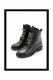 Siyah Hakiki Deri Kadın Bot & Bootie K02531206503