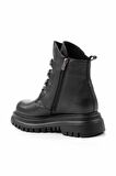 Siyah Hakiki Deri Kadın Bot & Bootie K02531206603