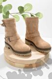 Bambi Bej Süet  Kadın Bot & Bootie K02538550002