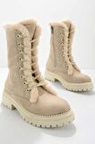 Bambi Bej Süet  Kadın Bot & Bootie K02534500002