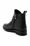 Siyah Siyah Örgü Hakiki Deri Kadın Bot & Bootie K02531270003