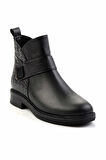 Siyah Siyah Örgü Hakiki Deri Kadın Bot & Bootie K02531270003