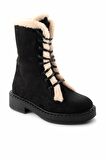 Bambi Siyah Bej Süet  Kadın Bot & Bootie K02534500002