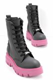 Bambi Mat Siyah Fusya  Kadın Bot & Bootie K02538014409