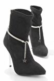 Bambi Siyah Lame Süet  Kadın Bot & Bootie K02575211702