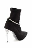 Bambi Siyah Lame Süet  Kadın Bot & Bootie K02575211702