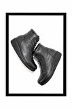 Siyah Hakiki Deri Kadın Bot & Bootie K02586160303