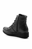Siyah Hakiki Deri Kadın Bot & Bootie K02586160303