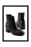 Siyah Hakiki Deri Kadın Bot & Bootie K02586301703