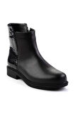 Siyah Hakiki Deri Kadın Bot & Bootie K02586307003