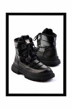 Parlak Siyah Anorak  Kadın Bot & Bootie K02586231285