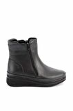 Siyah Hakiki Deri Kadın Bot & Bootie K02629040003