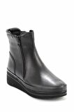 Siyah Hakiki Deri Kadın Bot & Bootie K02629040003