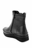 Siyah Hakiki Deri Kadın Bot & Bootie K02629040003