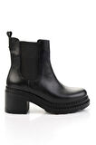 Siyah Hakiki Deri Kadın Bot & Bootie K02666301403