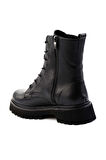Siyah Hakiki Deri Kadın Bot & Bootie K02666420003