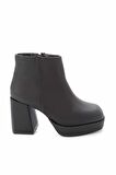 Bambi Mat Siyah Saten  Kadın Bot & Bootie K02666300238