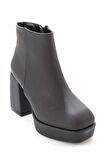 Bambi Mat Siyah Saten  Kadın Bot & Bootie K02666300238