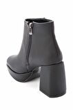 Bambi Mat Siyah Saten  Kadın Bot & Bootie K02666300238