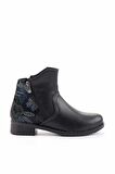 Siyah Çiçek Desenli  Kadın Bot & Bootie K02666301109