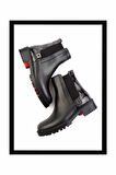 Siyah Hakiki Deri Kadın Bot & Bootie K02719008103