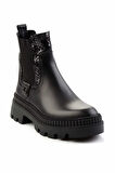 Siyah Hakiki Deri Kadın Bot & Bootie K02719100303