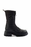 Siyah Hakiki Deri Kadın Bot & Bootie K02724986603
