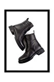 Siyah Hakiki Deri Kadın Bot & Bootie K02724202003