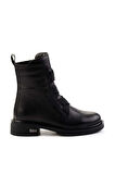 Siyah Hakiki Deri Kadın Bot & Bootie K02724202003