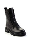 Siyah Hakiki Deri Kadın Bot & Bootie K02724202003
