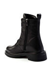 Siyah Hakiki Deri Kadın Bot & Bootie K02724202003