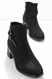 Bambi Siyah Süet  Kadın Bot & Bootie K02994060302