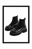 Siyah Kırışık Rugan  Kadın Bot & Bootie K02997000308