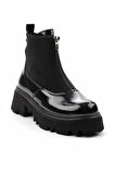 Siyah Kırışık Rugan  Kadın Bot & Bootie K02997000308