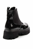 Siyah Kırışık Rugan  Kadın Bot & Bootie K02997000308