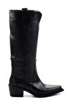 Siyah Hakiki Deri Kadın Çizme K03274324503