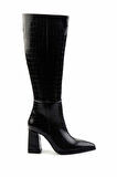 Siyah Kroko  Kadın Çizme K03667230511