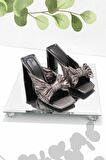 Bambi Metalik Platin  Kadın Terlik K04188130609
