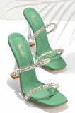 Bambi Mat Yesil Saten  Kadın Terlik K04527951538