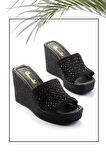 Siyah Örgü  Kadın Terlik K04566771216