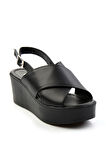 Siyah Leather Kadın Sandalet K05040030503