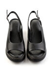 Siyah Leather Kadın Sandalet K05299112603