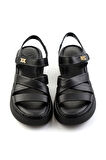 Siyah Leather Kadın Sandalet K05299113603