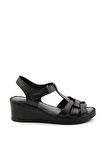 Siyah Leather Kadın Sandalet K05552000503