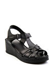 Siyah Leather Kadın Sandalet K05552000503