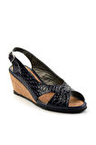 Lacivert Leather Kadın Sandalet K05582032211