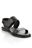 Siyah Hakiki Deri Kadın Sandalet K05666030603